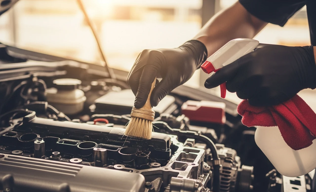 Limpieza del motor del coche