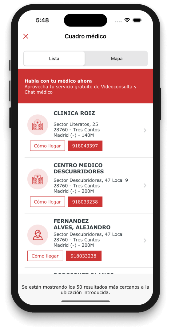 Cuadro Médico de Línea Directa