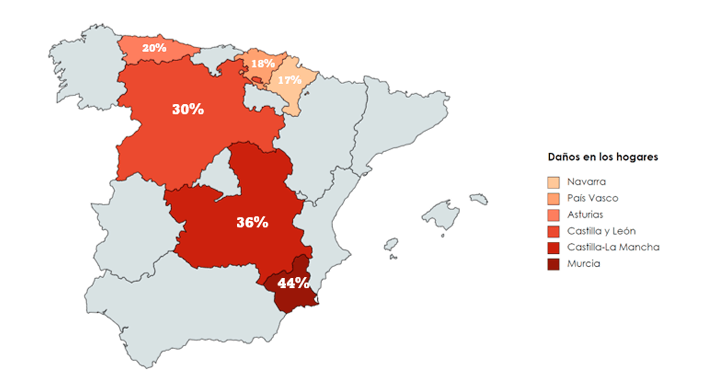 Las regiones más afectadas por los eventos climatológicos